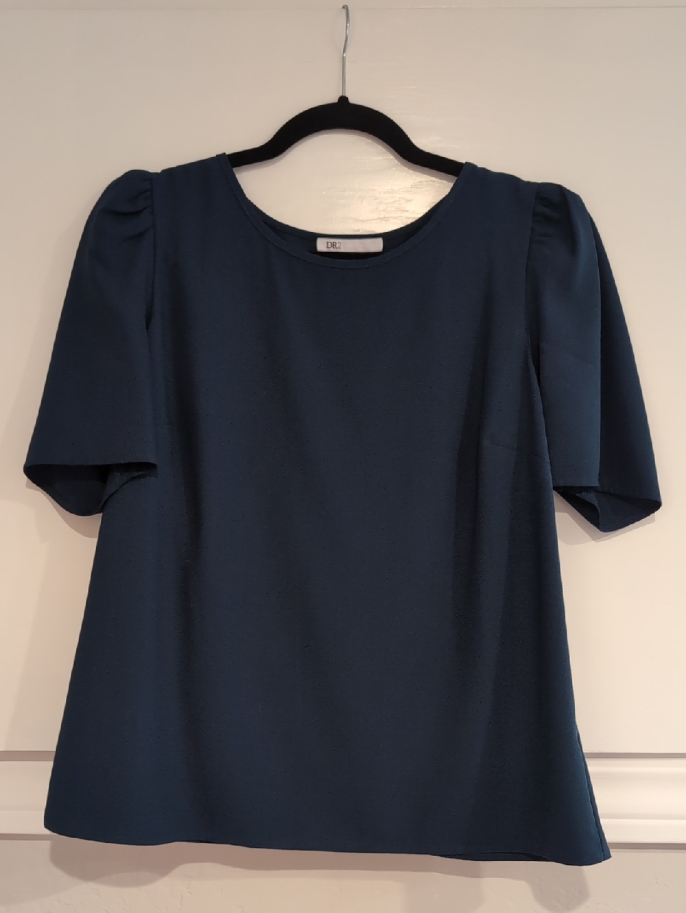 DR2 Deep Forest GreenPuff-Sleeve Crewneck Blouse